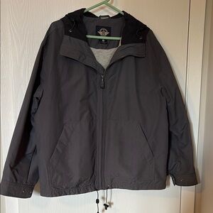 Dockers Gray Windbreaker Jacket with Zip-Front Closure